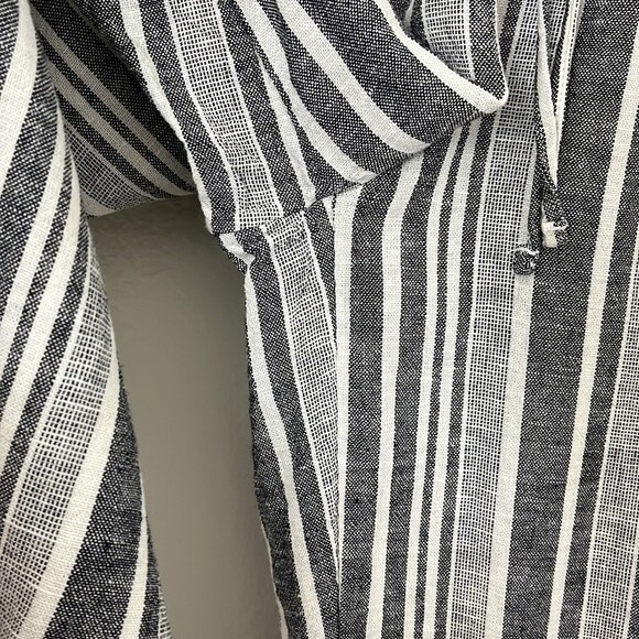 Banana Republic wide leg crop stripe linen pants stretchy waist summer Small - Picture 5 of 13